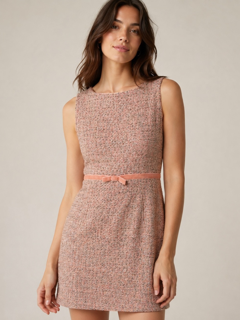 GAP Tweed Vintage look Dress with Velvet Bow